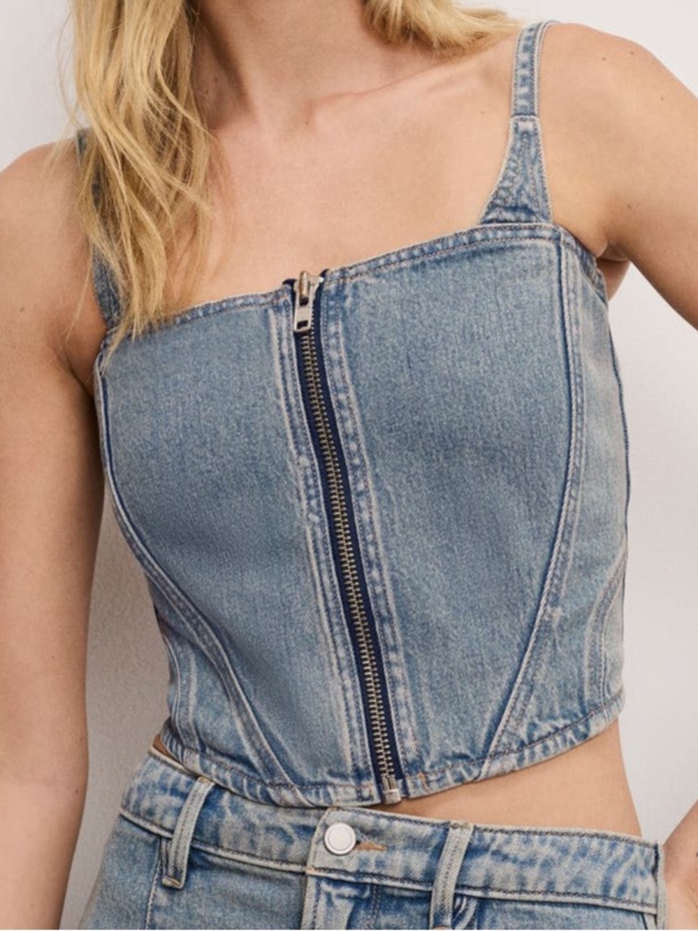 Good American‎ Denim Corset Bustier Top, Women's Size M